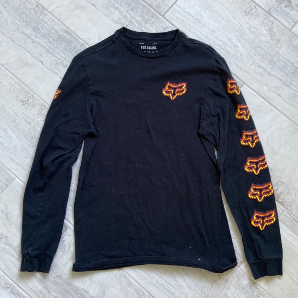 Fox Racing long sleeve black t-shirt with logos.